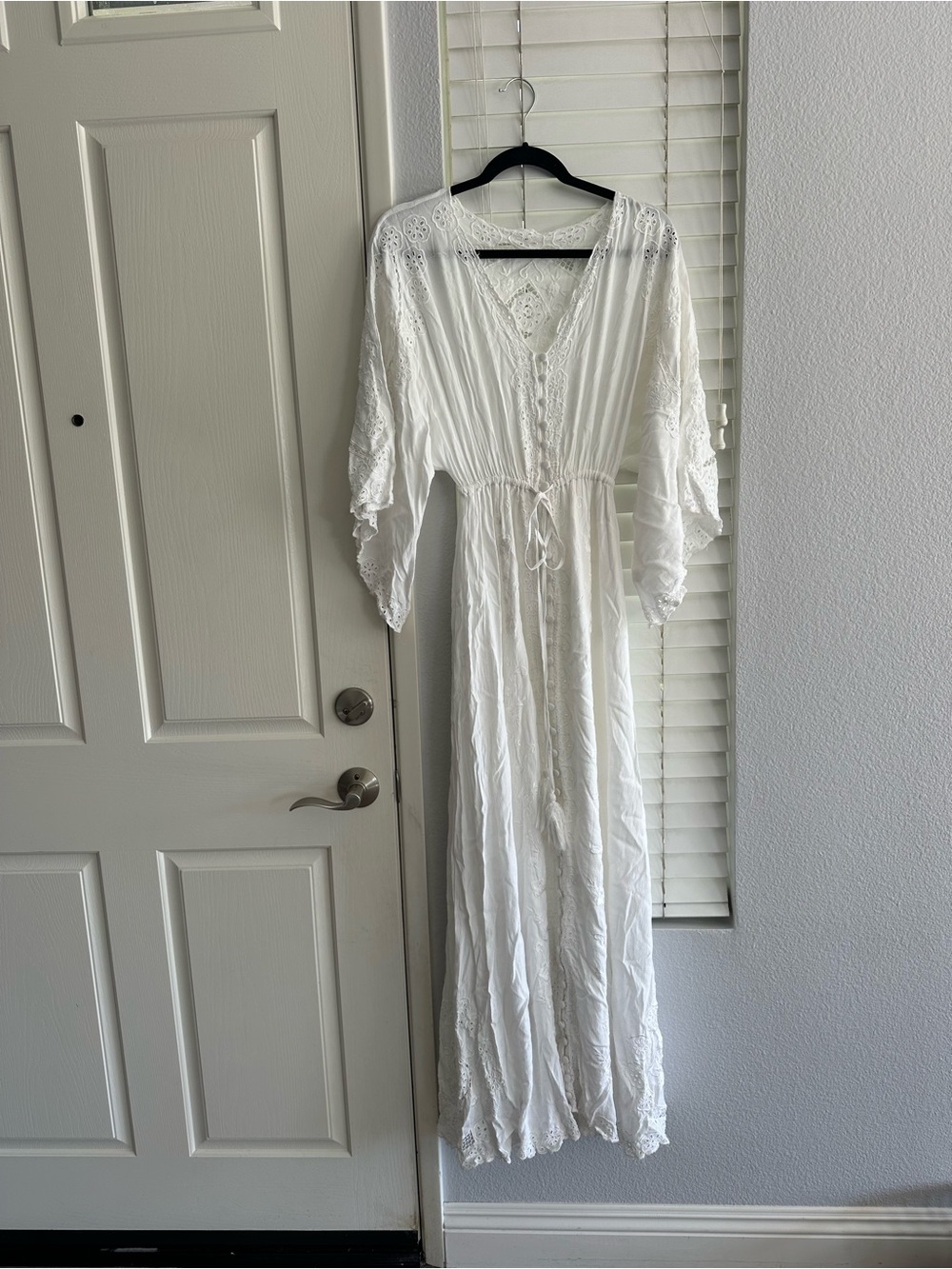 Fillyboo White Lace-Trim Boho Maxi Dress